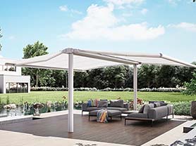 GASTRO FINO free standing 2-side awning, pic shows white design