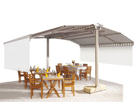 All weather 2-side awning with valance, pic in colours