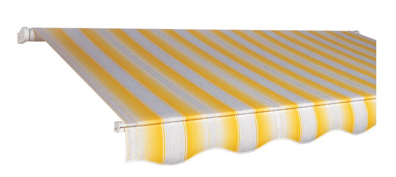 Awning VENTURA TREND with yellow and white stripes and unvisible front profile