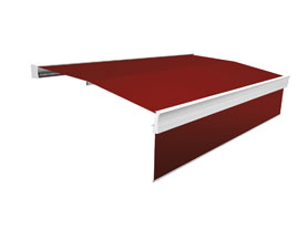 Waterproof cassette with valance, red awning