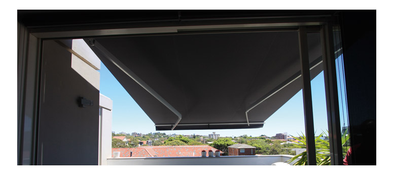 narrow awning with valance, open